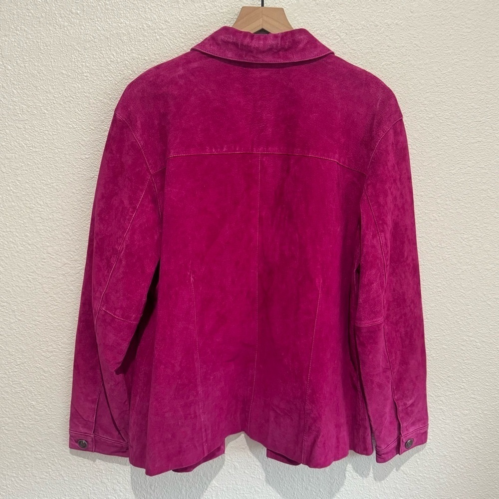 VTG French Laundry Womens XL Pink Suede Leather Grunge Barbiecore 90's Preppy - Picture 7 of 12